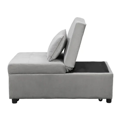 FAIF™ Folding Ottoman Sofa Bed - Versatile Gray Velvet Sofa Bed for Living Room, Bedroom, or Office