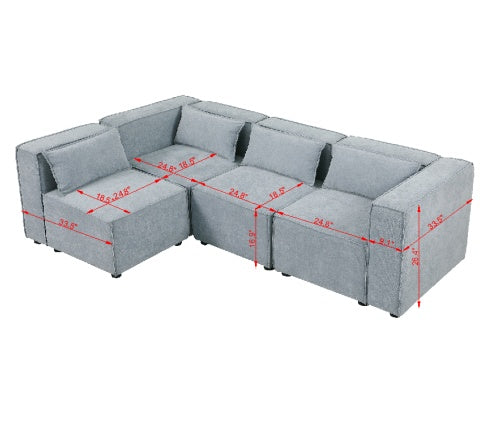 Beige Chenille Modular Sofa – Soft, Spacious & Knock-Down Design