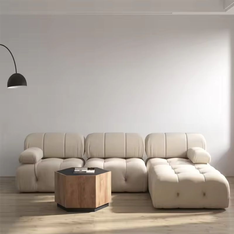 Nordic Modern Fabric Sofa with Buckle Design, Light Luxury Couch
