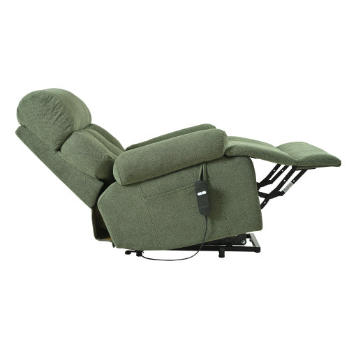 FAIF™ Oversized Power Lift Recliner Chair for Elderly – Electric Fabric Recliner with Remote Control, Side Pocket & Spacious Seat in Dark Green
