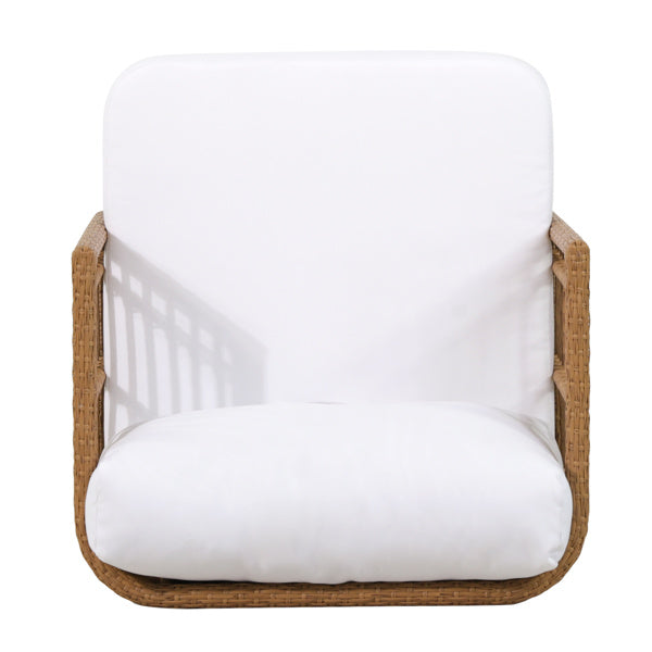 Wicker Accent Lounge Chair with Acacia Wood Legs