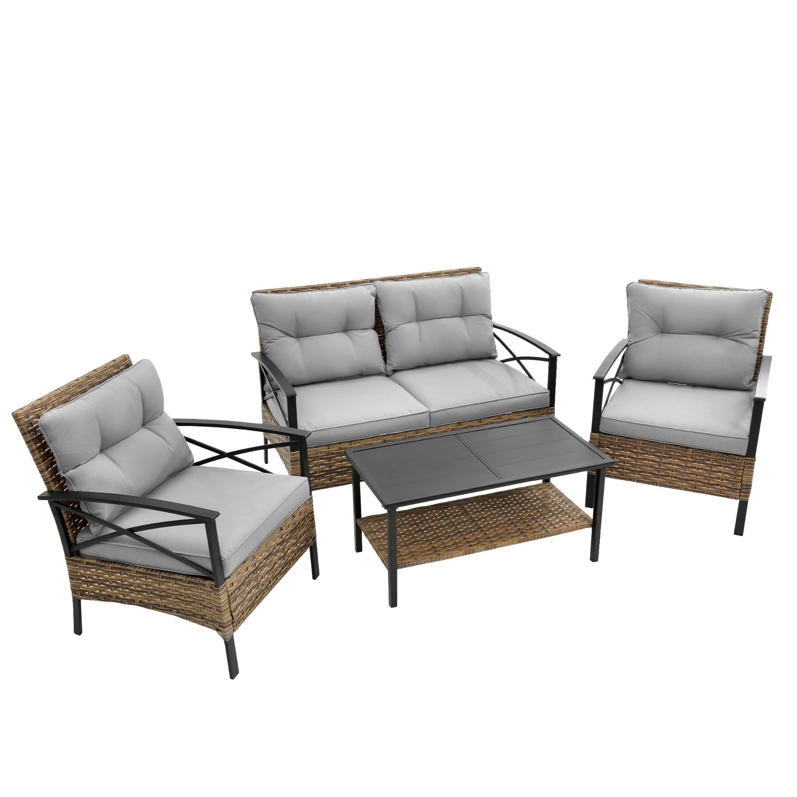 Patio 4Piece Sectional Sofa Set Outdoor Garden Furniture