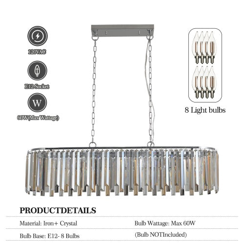 Modern Crystal Oval Chandelier