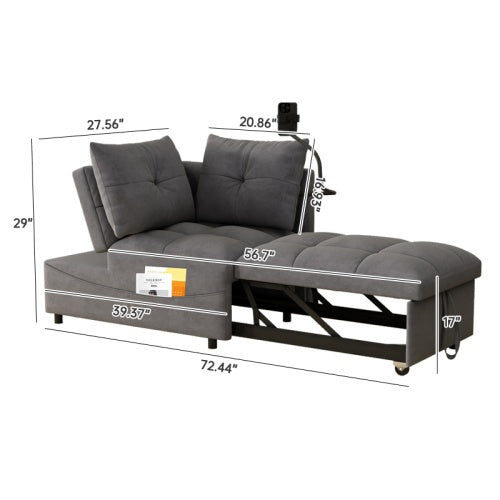 FAIF™ Versatile Foldable Sofa Bed with USB Port and Swivel Phone Stand – Modern Velvet Sofa for Living Room and Bedroom