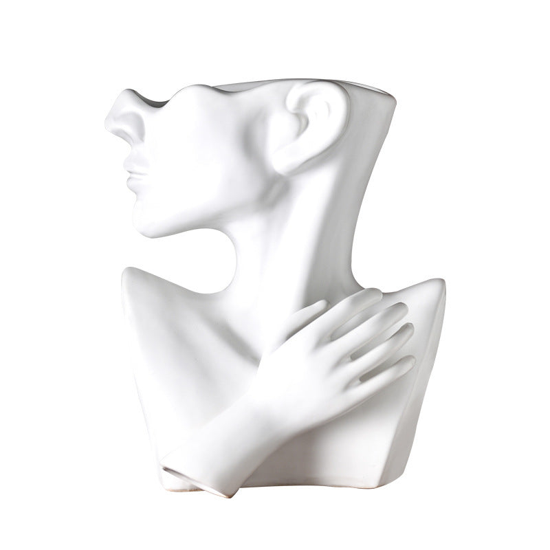 Modern Portrait Vase – Resin Human Head Plante