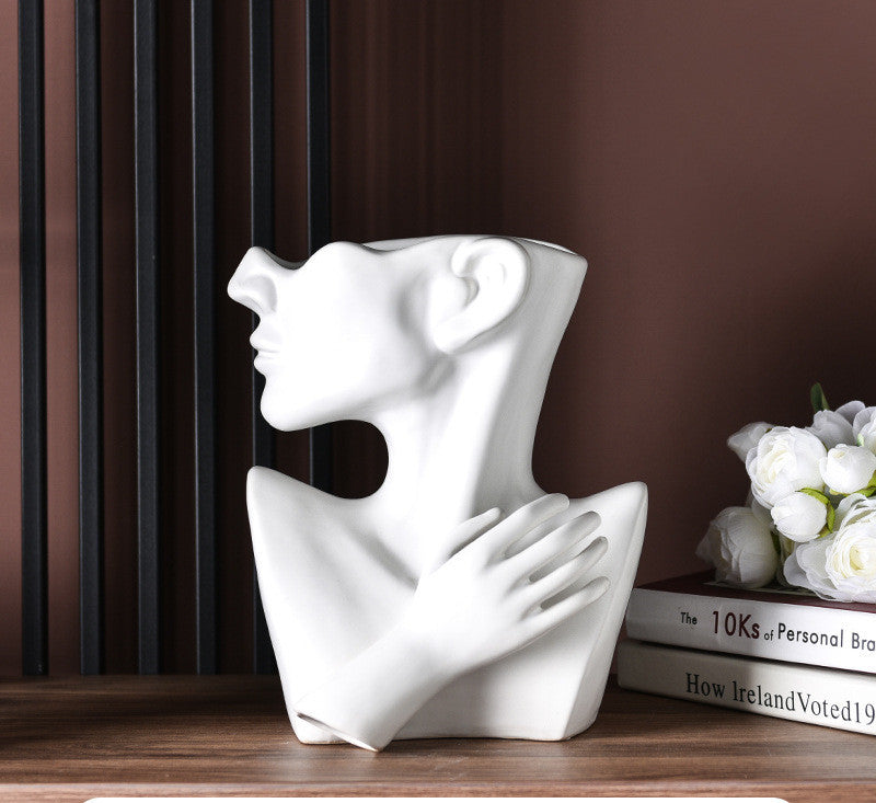 Modern Portrait Vase – Resin Human Head Plante