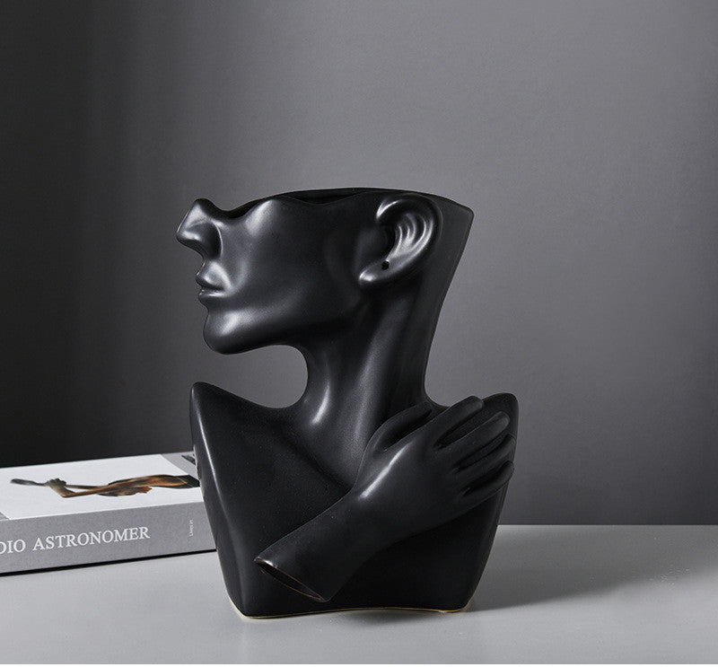 Modern Portrait Vase – Resin Human Head Plante