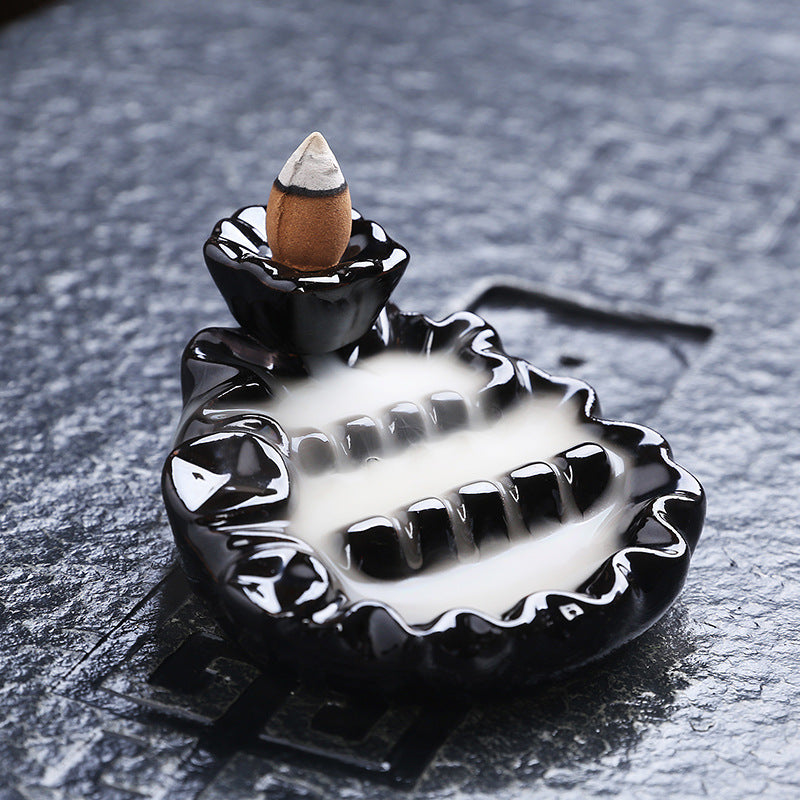 Black Glaze Backflow Incense Burner Decoration