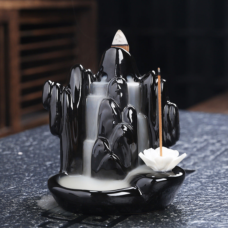 Black Glaze Backflow Incense Burner Decoration
