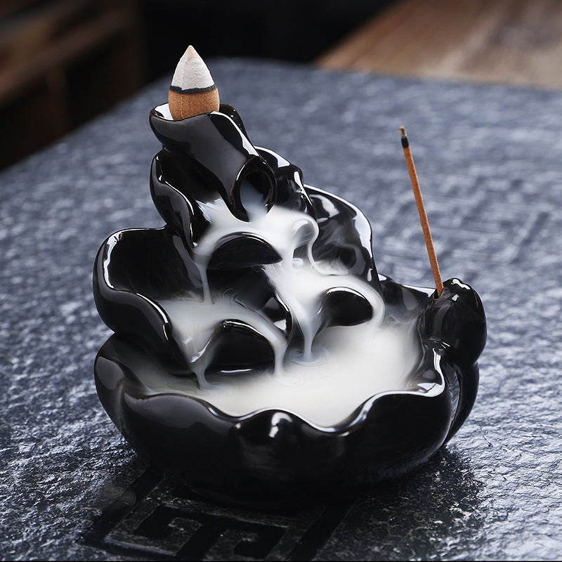 Black Glaze Backflow Incense Burner Decoration