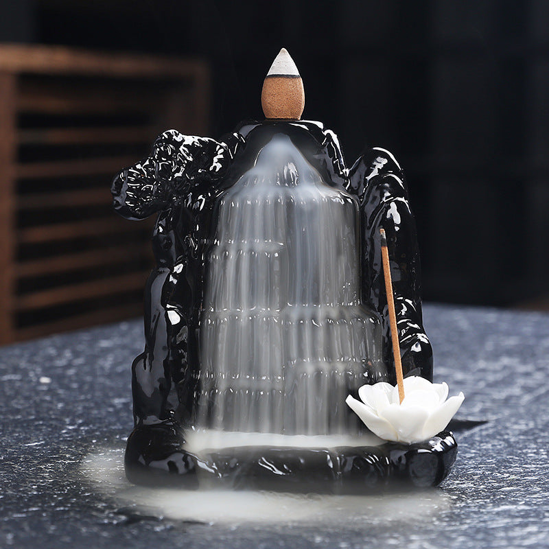 Black Glaze Backflow Incense Burner Decoration