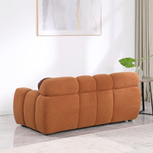 2-Seater Boucle Marshmallow Sofa Light Brown