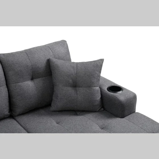 FAIF™ Fabric Sectional Sofa – Modern Living Room Couch with Cup Holders and Comfortable Backrest
