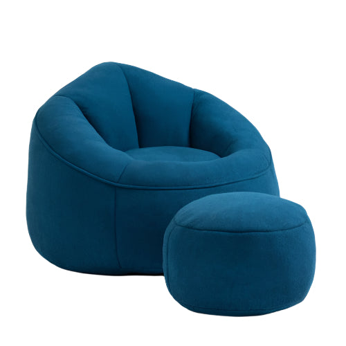 Compressed Foam Bean Bag Chair with Footrest – Soft Microfiber Lounge Seat - FAIFCO