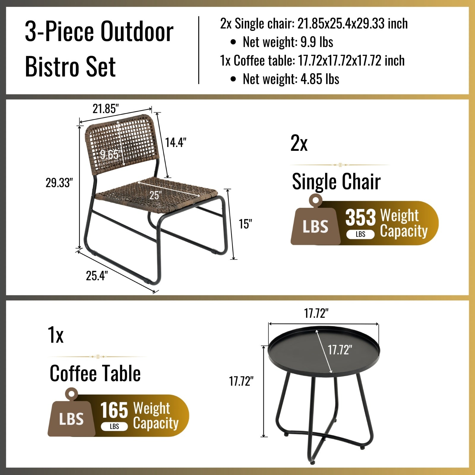 2-Person Outdoor Wicker Patio Set