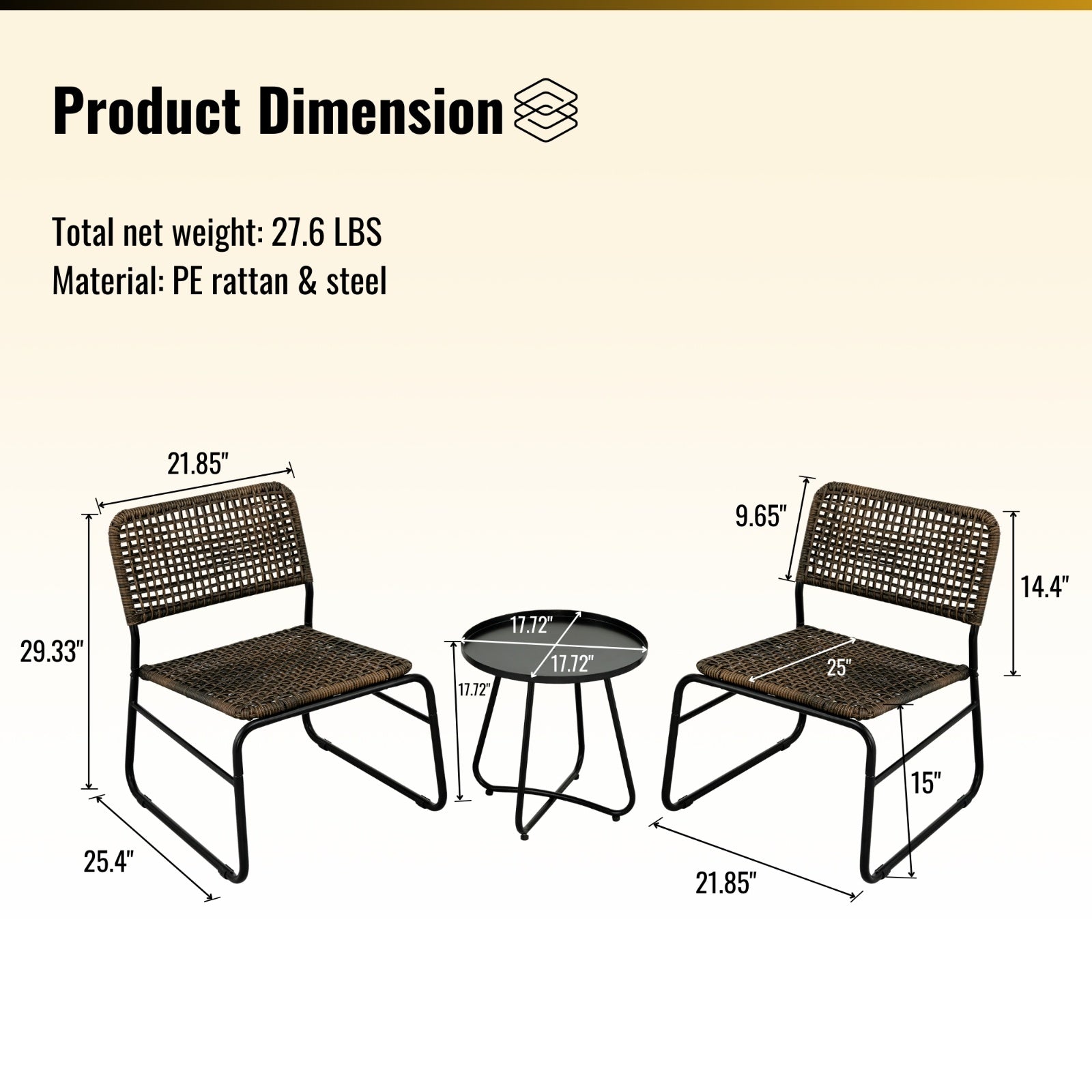2-Person Outdoor Wicker Patio Set