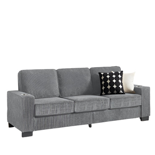 Modern Corduroy 3-Seater Sofa – Compressed Couch