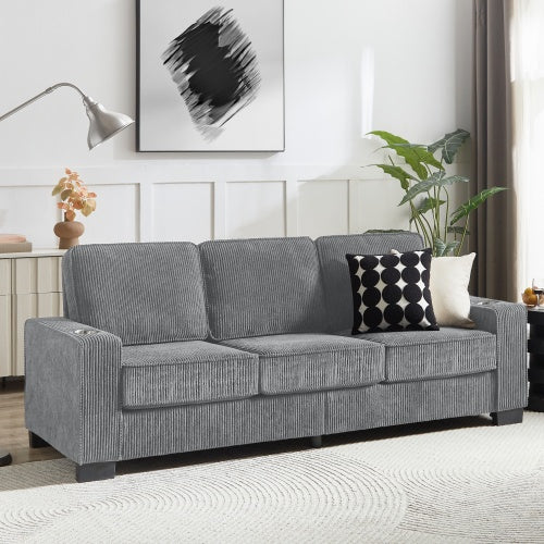 Modern Corduroy 3-Seater Sofa – Compressed Couch
