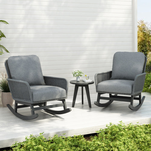 Contemporary Minimalist Ivory Wicker Rocking Chair