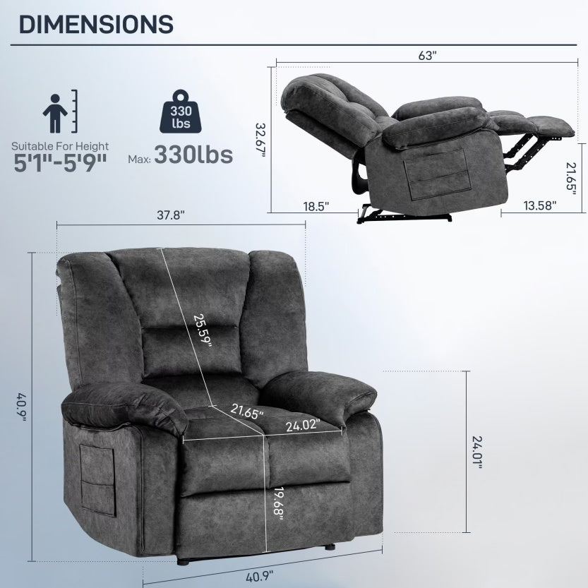 Ergonomic Recliner Chair with Massage & Heating