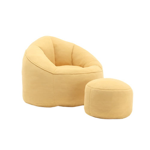 Yellow Compressed Bean Bag Chair with Footrest - FAIFCO