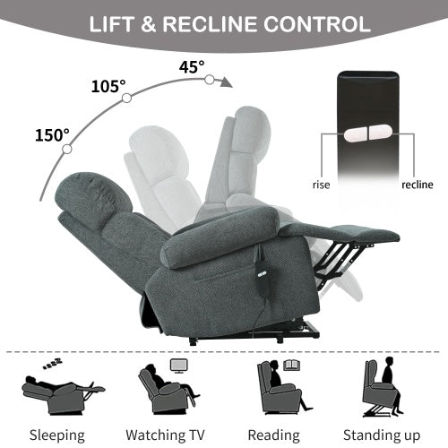 FAIF™ Oversized Power Lift Recliner Chair for Elderly – Electric Fabric Recliner for Seniors with Remote Control, Side Pocket & Spacious Seat in Dark Gray