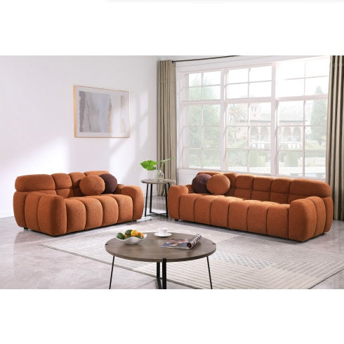 2-Seater Boucle Marshmallow Sofa Light Brown