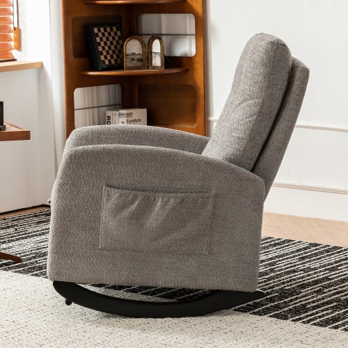 Accent Rocking Chair with Footrest – High Back Rubber Wood