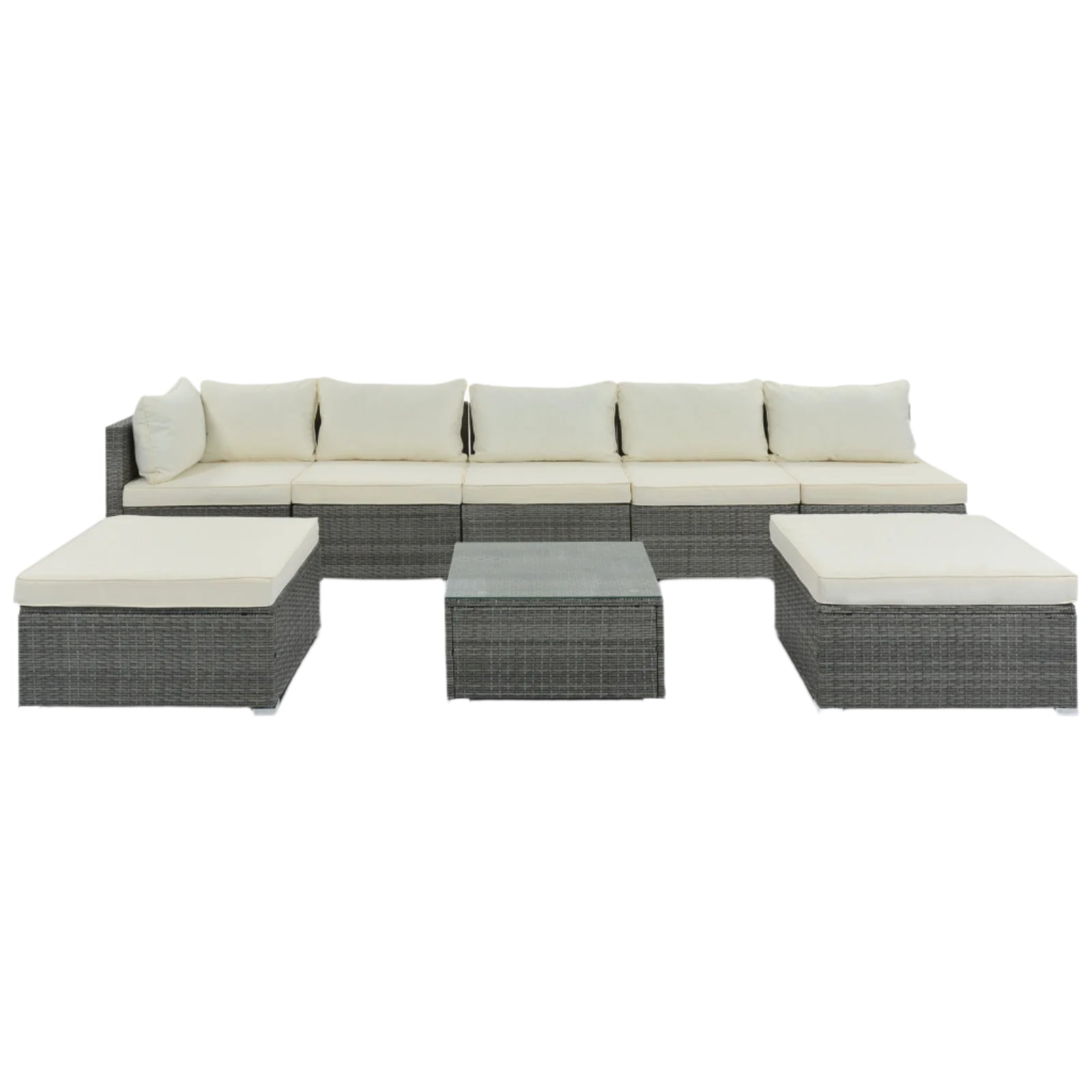 8-Pc Wicker Patio Set with Cushions Modular Outdoor Sofa