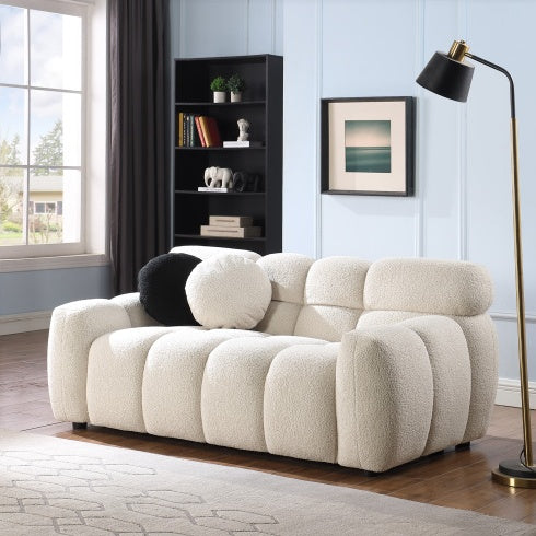 2-Seater Boucle Marshmallow Sofa Light Brown