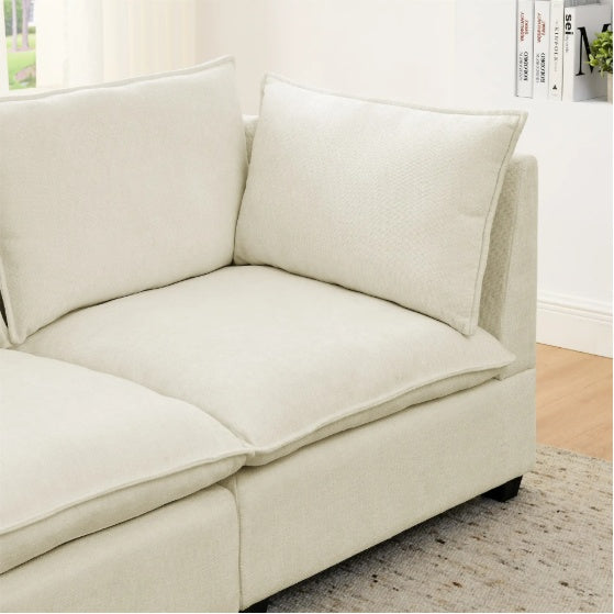 Modern Chenille Comfy Upholstered 3-Seat Sofa With 2 Lumbar Pillow, Deep Seat Sofa Sleeper