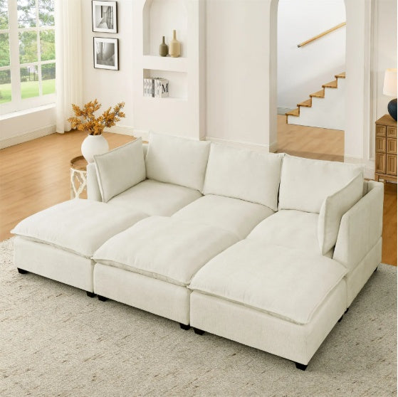 Comfy Beige Cloud Sofa – 3-Seat Sectional - FAIFCO