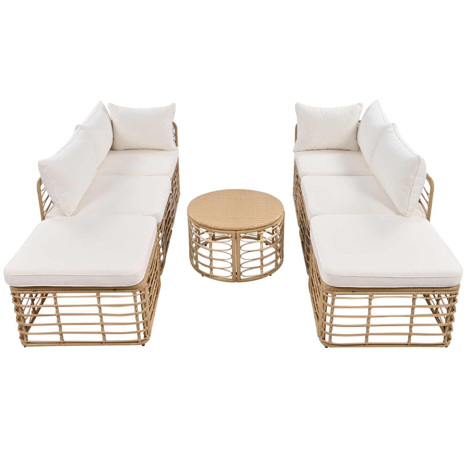 6-Piece Modular Wicker Patio Set with Cushions