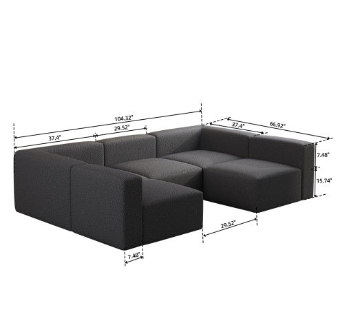 Modular Sectional Sofa Sleeper Couch, Sectional Sofa With Chaise And Ottoman, Convertible