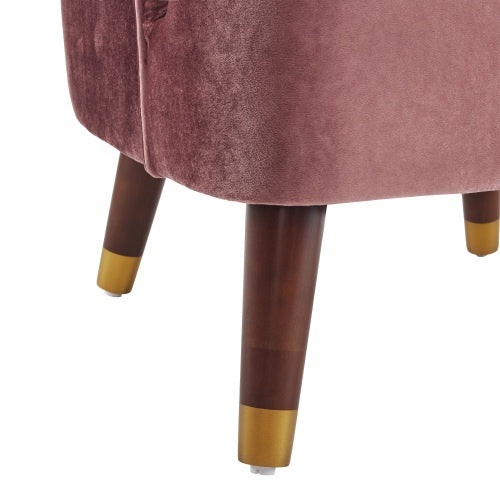 FAIF™ Velvet Barrel Accent Chair – Upholstered Mid-Century Modern Chair with Rubberwood Legs
