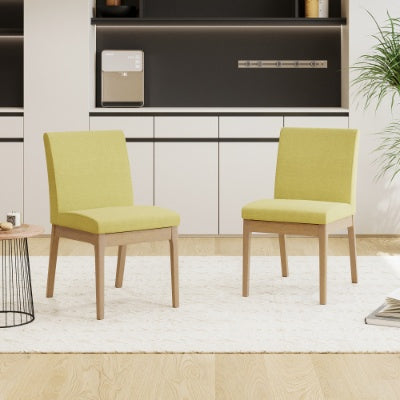 DINING CHAIR (Set of 2)  Green Fabric Upholstery - FAIFCO