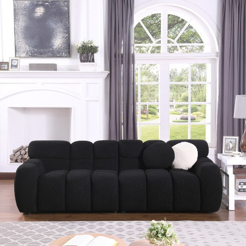 FAIF™ Marshmallow Boucle Sofa – 3-Seater Sofa with Plush Cushions and Rolled Arms