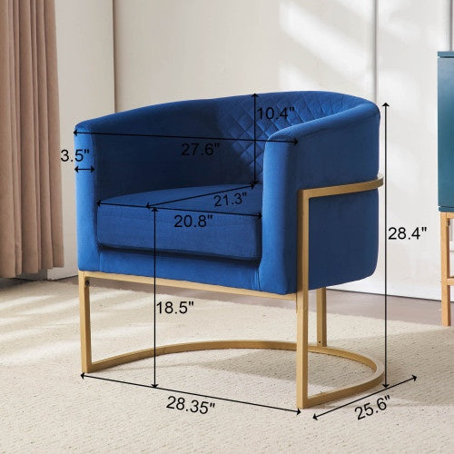 Upholstered Velvet Accent Chair with Gold Metal Bracket