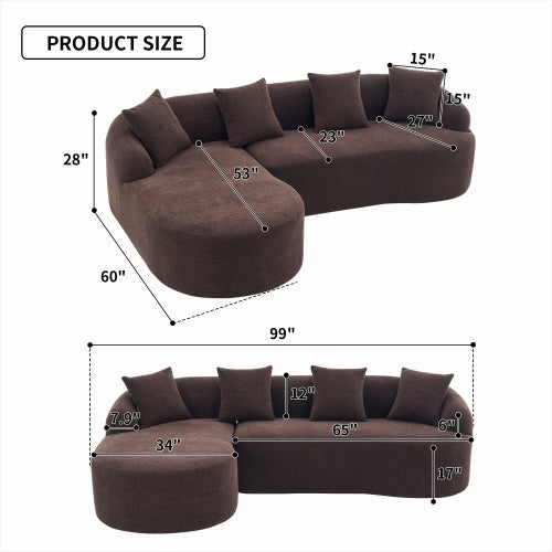 Brown Chenille L-Shaped Sectional – High-Density Sponge Modular Sofa