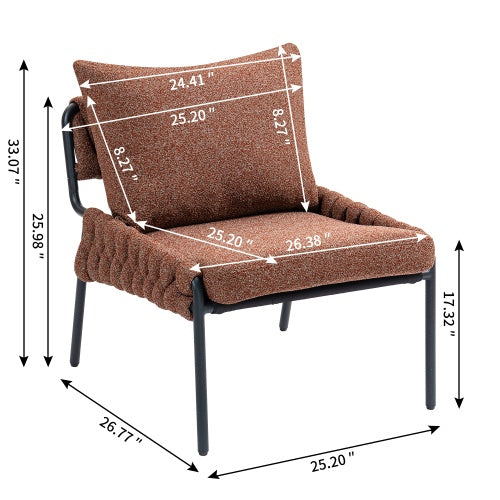 Modern Upholstered Lounge Chair with Braided Detailing