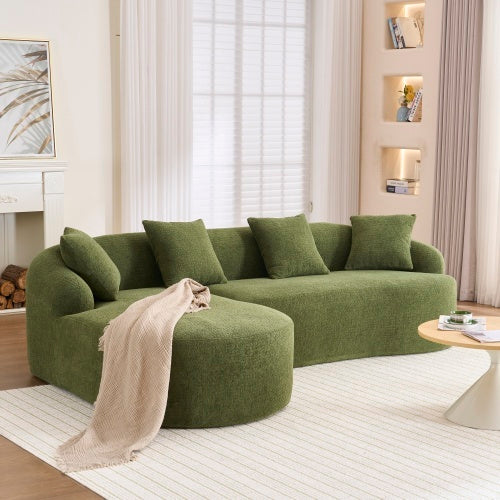 Brown Chenille L-Shaped Sectional – High-Density Sponge Modular Sofa
