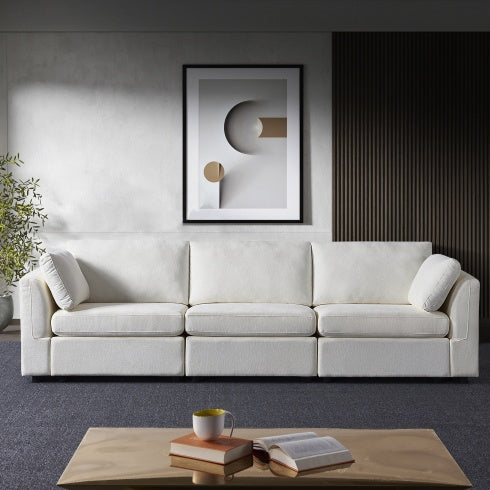 Modular Sofa Grey Chenille Fabric, Simple And Grand, The Seat And Back Is Very Soft. - FAIFCO