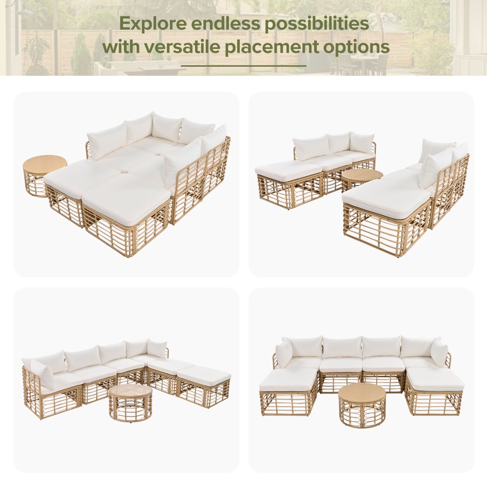 6-Piece Modular Wicker Patio Set with Cushions