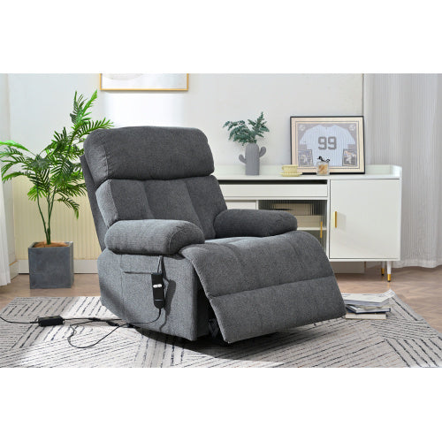 FAIF™ Oversized Power Lift Recliner Chair for Elderly – Electric Fabric Recliner for Seniors with Remote Control, Side Pocket & Spacious Seat in Dark Gray