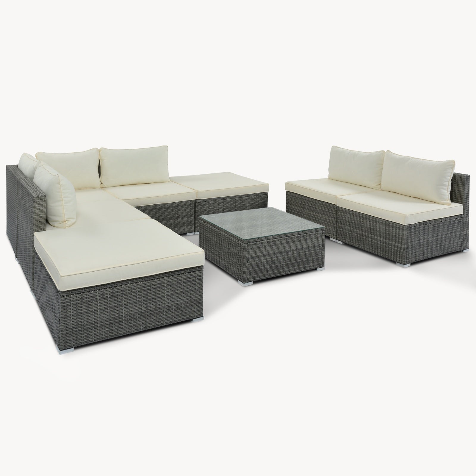 8-Pc Wicker Patio Set with Cushions Modular Outdoor Sofa