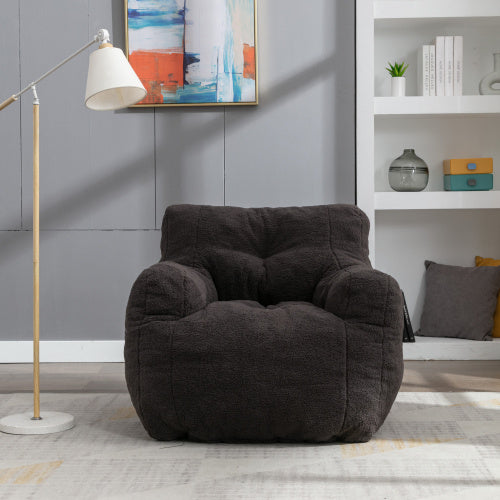 Teddy Tufted Foam Bean Bag – Soft Memory Foam, Dark Gray Fabric - FAIFCO