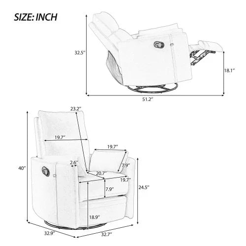 Upholstered Swivel Recliner Rocker