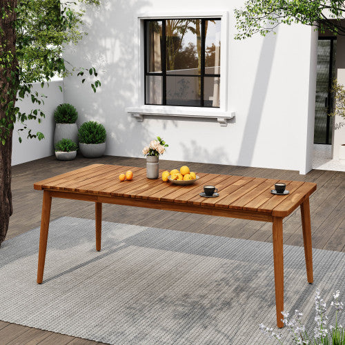 Acacia Wood 8-Person Outdoor Dining Table Teak Finish - FAIFCO