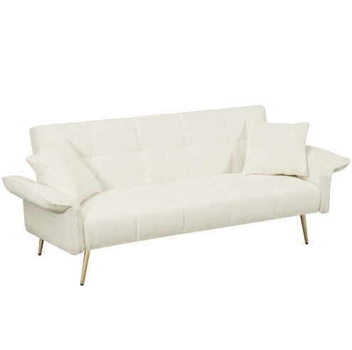 Futon Sofa Bed, Convertible Double Sofa Bed With Folding Armrests For Living Rooms And Small Spaces