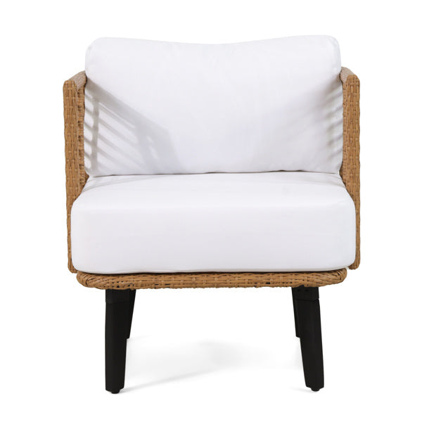 Wicker Accent Lounge Chair with Acacia Wood Legs